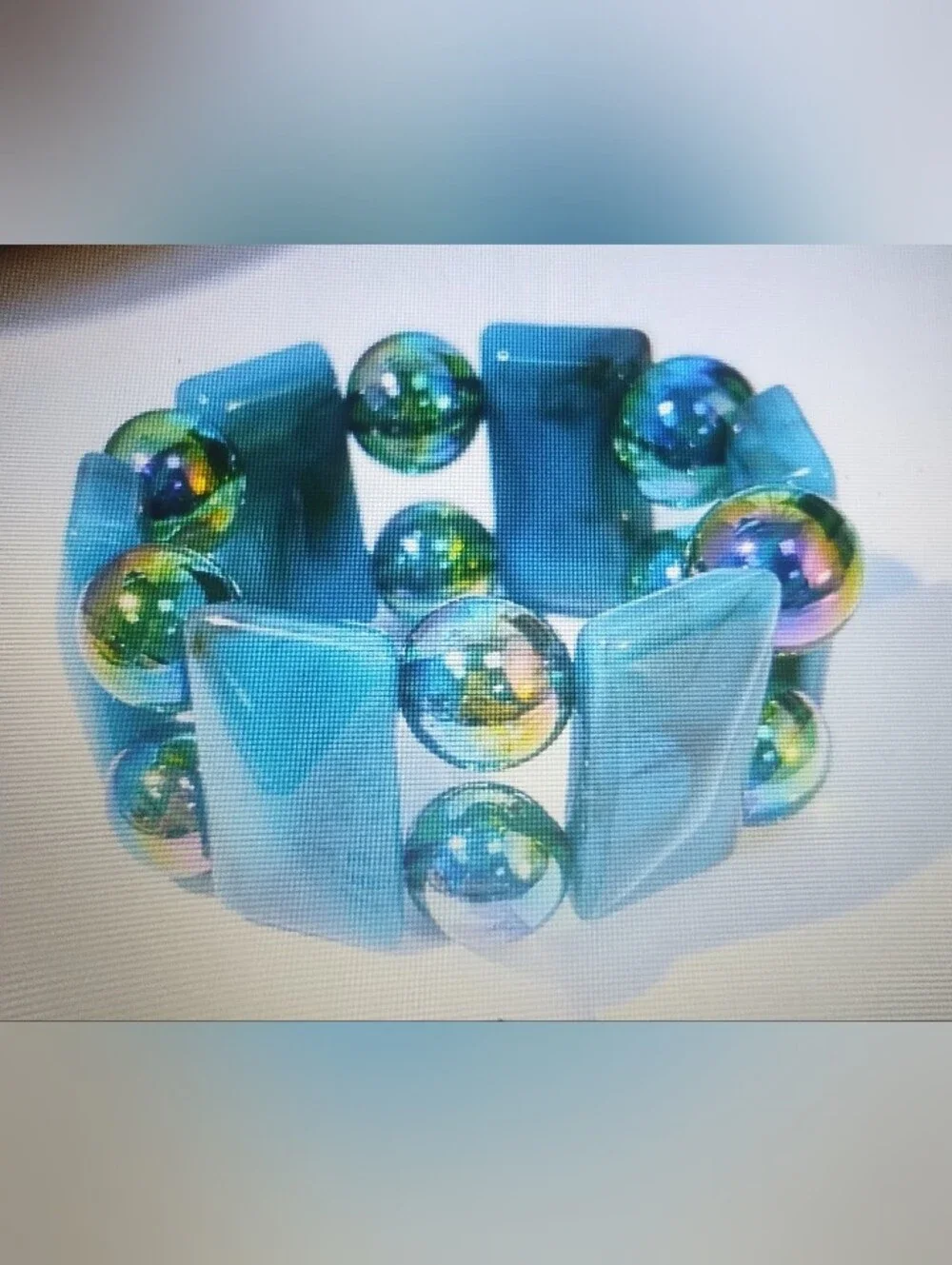 Turquoise Glass Bead Stretch Bracelet